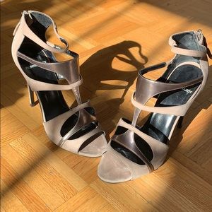 Pierre Hardy Metallic Leather/Suede Zip Sandals